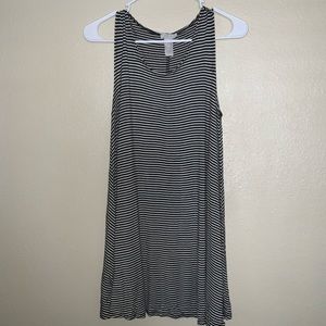 Black and White Striped Sleeveless T-shirt Dress